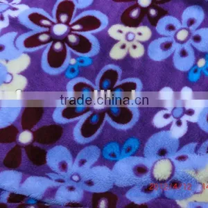 Flower Printed Coral Fleece Fabric thumbnail-1
