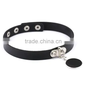 Japanese Anime Sailor Moon Rock Harajuku Gothic Punk Style Multi Color Alloy Round Pendant PU Leather Choker Necklace thumbnail-6