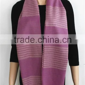 Soft Color Stripe Wool Scarf With Fringe thumbnail-3