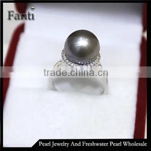 Nature Pearl Price Round Sea Pearl Price Wholesale Pearl Ring Real 925 Silver Ring thumbnail-1