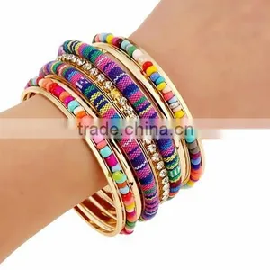 Ethnic Fusion Front Opening Bangle Handcraft Bead Bohemia Bracelet Jewelry Women thumbnail-1