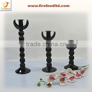 Black Horn-Shaped Hand Made Glass Candle Holder thumbnail-1