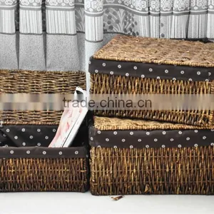 Eco-friendly Home Used Hotel Used Sundries Storage Hand Woven Baskets of Corn Husk With Cover thumbnail-4