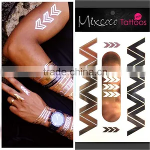 2016 High Quality Metal Fashion Wholesale Price Waterproof Temporary Gold And Sliver Stickers Tattoos thumbnail-1
