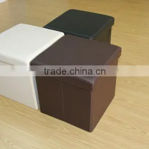 Beautiful!White PVC Leather Foldable Storage Ottoman thumbnail-1