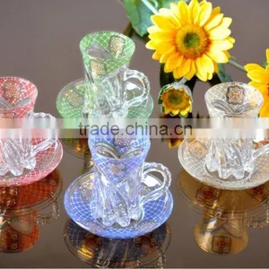 12PCS Tea Coffee Decal Glass Cup and Saucer Set thumbnail-1