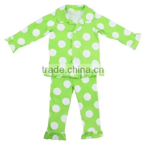 2016 Kaiyo Childrens Boutique Clothing Cheap Pajama Sets Children Print Pajamas Set With Ruffle thumbnail-1