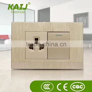 American Standard Fashion 1 Gang Noble Gold Switch 3 Pin Wall Power Electrical Switch Socket thumbnail-2