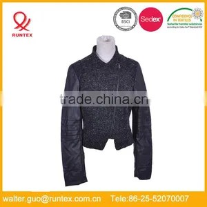 Runtex Ladies Casual Tweed Jacket With PU Sleeves RLJ077 thumbnail-1