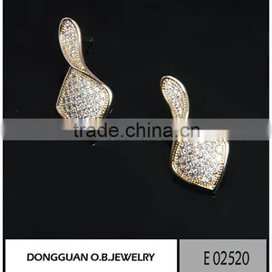 Seoul Stone Jewelry Cubic Zirconia Earrings Gold and Rhodium Plated Cheap Earring thumbnail-4