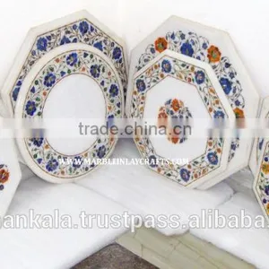 Marble Inlay Decorative Coffee Table Top, Small Marble Coffee Tables thumbnail-1