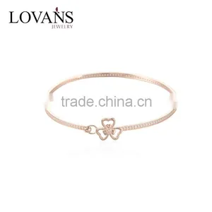 Rose Gold Plated Jewelry Gold Bracelet Clover PB001A-21 thumbnail-1