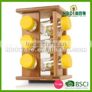 Hot Selling Glass Spice Jars With Bamboo Rack Wholesale thumbnail-3