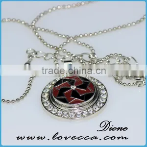 Antique Silver Alloy Women Fashion Crystal Pendant Necklace Long Snap Necklace Jewelry thumbnail-4