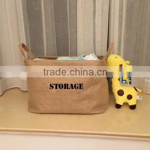 Eco-friendly Jute Fold Up Storage Box , Cute Kids Lego Toy Storage Box thumbnail-5