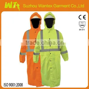 Safety Flourescet Yellow &orange Waterproof Rain Gear Wear Rain Suit Polyester /pvc Nylon/pvc hi Visibility Raincoa thumbnail-1