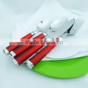 Red Plastic Handle Stainless Steel Flatware thumbnail-1