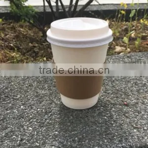 Disposable Hot Coffee Paper Cups With Lids and Cup Sleeves thumbnail-1