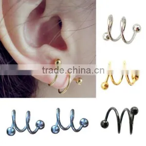 HOT Stainless Steel S Spiral Helix Ear Stud Lip Nose Ring Cartilage Piercing thumbnail-1