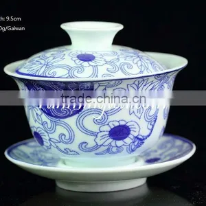 "Orchid Ratan" Painting Blue & White Porcelain Tea Cup and Saucer(180ml) thumbnail-1