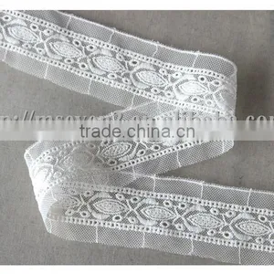 Garment Decoration 4cm White Net Embroidery Lace Trim on Wholesale thumbnail-2