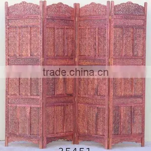 Sheesham Carved Decorative Wooden 4 Pannel Screen thumbnail-1