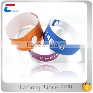 Supply Disposable One Off RFID Paper Wristband Bracelet With NFC Chip For Festival Activities thumbnail-1