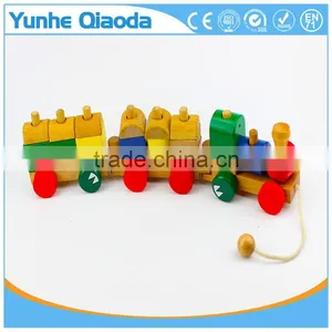 Wood Puzzle Train Toys Geometric Building Blocks Education Gift thumbnail-4