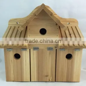 Unfinished Natural Wood Bird House With a Link Chain for Hanging thumbnail-3