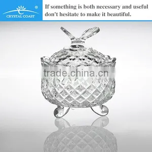 Glass Jar for Candy Stocked Jar for Food Candy Round Glass Candy Jar With Glass Lid thumbnail-1