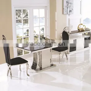 TH342 Dining Room Marble Top Stainless Steel Table for Sale thumbnail-2