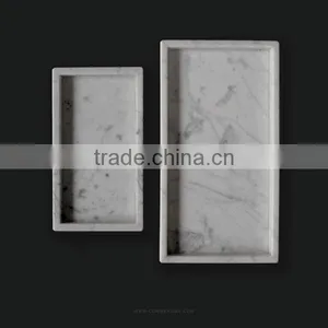 Italy Carrara Material White Small Marble Tray thumbnail-1