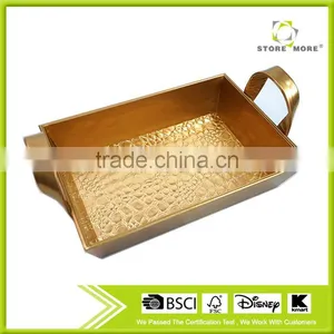 Rectangle Luxury Golden Faux Leather Cardboard Storage Tray thumbnail-1