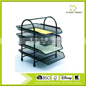 4 Tiers Smoked Pull Metal Mesh Desktop File Organizers,Paper Tray thumbnail-1