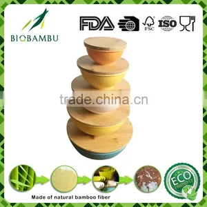 2016 Most Popular Eco Bamboo Fiber 5 Sets Round Salad Bowl thumbnail-1