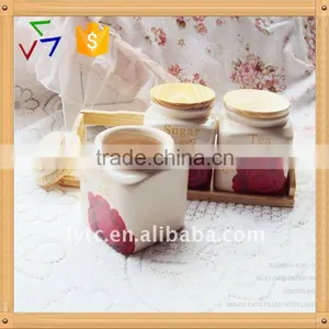 Ceramic Porcelain Canister Set,ceramic Tea Sugar Coffee Jar, Ceramic Canister,airtight Canister With Bamboo Lid thumbnail-6