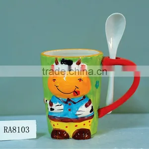 Promotional Ceramic Coffee Mug With Spoon thumbnail-1
