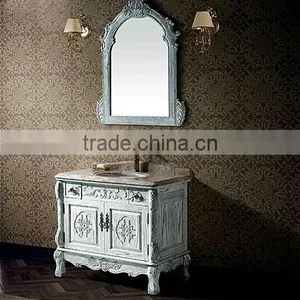 French New Style Bathroom Vanities,White Gloss Mirror Cabinet,Hand Carved Vanity For Bathroom(BF08-4072) thumbnail-1