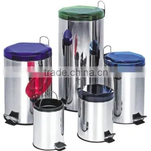 Plastic Lid Stainleless Steel Waste Bin thumbnail-1