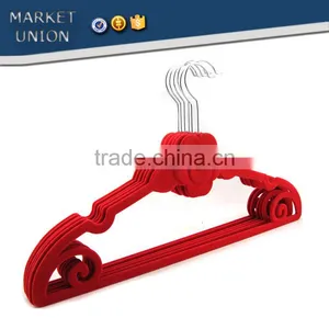 ABS Plastic Rose Shape Velvet Antiskid Hanger Flocking Clothes Hanger With Pulley,ABS,Nylon Villi,Chrome Plated Hook thumbnail-6