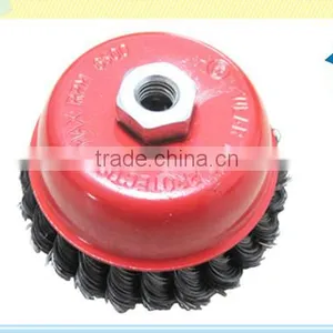 Knotted Steel M14x2 Thread Round Twist Wire Cup Brushes thumbnail-2
