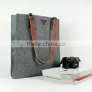 Handmade Vintage Grey Felt Tote Handbag Shopping Hand Bag, Simple but Fashion, Environmentally Friendly thumbnail-1