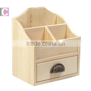 Unfinished Wooden Desktop Pen Holder Phone Holder thumbnail-1
