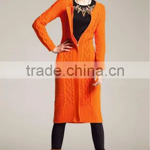 OEM Ladies Fashion Long Woman Zipper Kint Sweater Outwear thumbnail-1