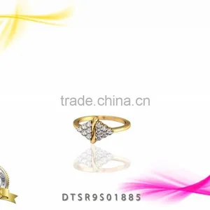 Classy 14kt Gold Plated Cubic Zircon Stud Ring thumbnail-1