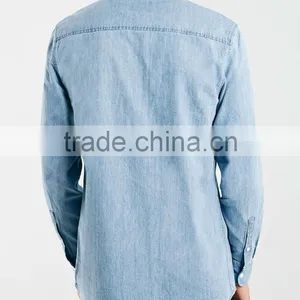 Man Jean Solid Color Shirt Slim Fit Shirt thumbnail-3