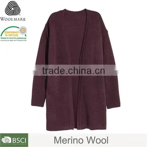 Solid Color Long Ladies Knitted Cardigan thumbnail-1