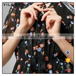 Custom Factory Service Modern Style Casual Women's Summer Long Chiffon Floral Maxi Dresses 2017 thumbnail-5
