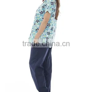Printed Medical Workwear Mock Wrap Unifrom Set Oem Service Supply thumbnail-2