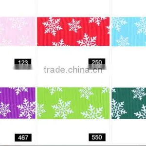Hi-ana Ribbon 196 Merry Christmas White Snow Printed Satin Ribbon thumbnail-2